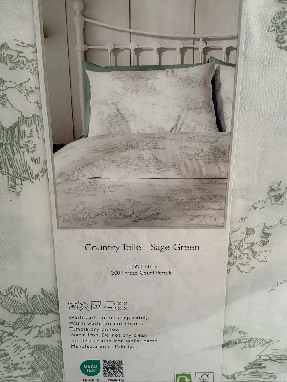 NEW Cabbages & Roses King Duvet Set Soft Sage- “Country Toile” Pattern